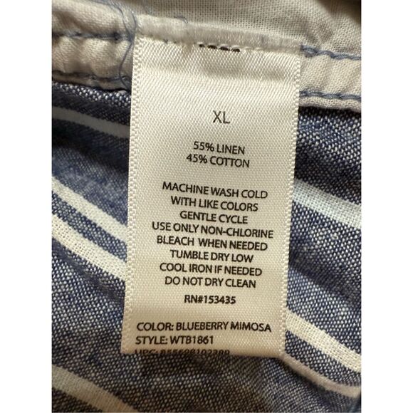 BeachLunchLounge Womens Linen Blend Blue White Striped wide Leg Cropped Pull-on - Picture 8 of 8